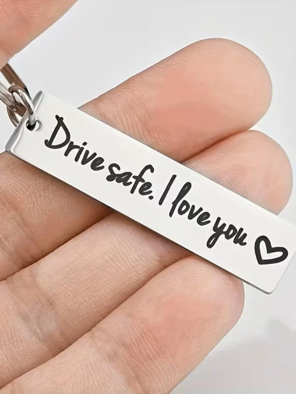 Drive Safe I Love You Keychain Stainless Steel Engraved Gift for Him Her Driver
